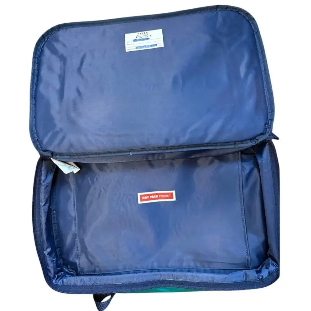 Vintage Pyrex Insulated Casserole Carrier Warming Tote Bag Blue Retro